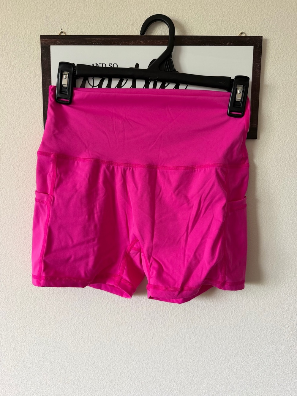Amazon Women’s High-Waist Fuchsia Bike Shorts with Side Pockets